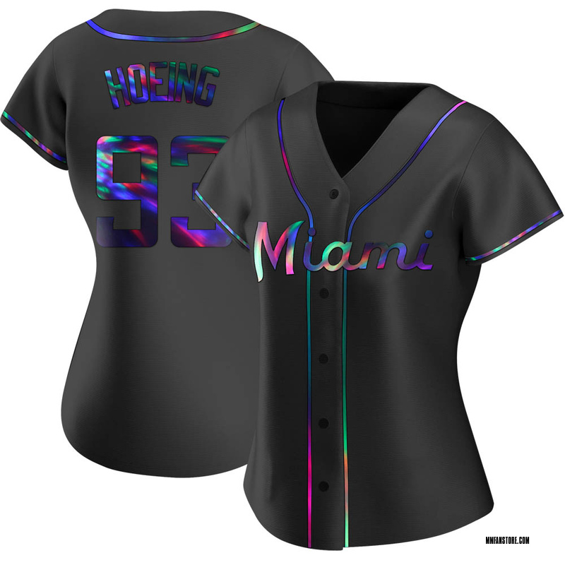 Black Holographic Bryan Hoeing Women's Miami Marlins Alternate Jersey - Replica Plus Size