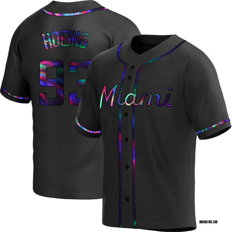 Black Holographic Bryan Hoeing Youth Miami Marlins Alternate Jersey - Replica