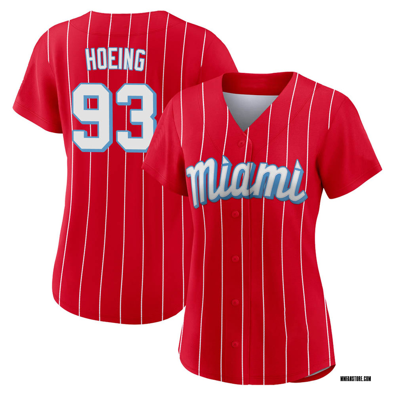 Red Bryan Hoeing Women's Miami Marlins 2021 City Connect Jersey - Authentic Plus Size